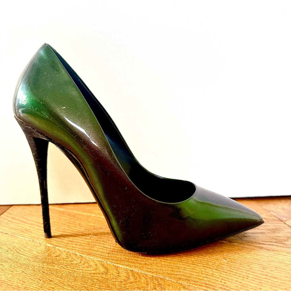 Giuseppe Zanotti green patent leather 105mm stiletto pumps EU 38 US 8
